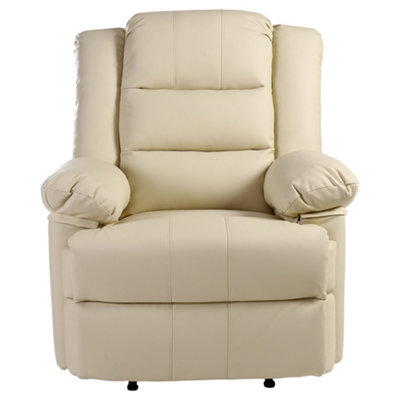 Loxley Bonded Leather Recliner Armchair Sofa Home Lounge Chair Reclining Gaming (Cream)
