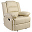 LOXLEY BONDED LEATHER RECLINER ARMCHAIR SOFA HOME LOUNGE CHAIR RECLINING GAMING (Cream)