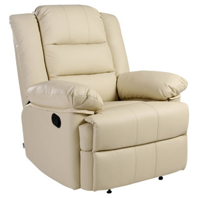 Loxley Bonded Leather Recliner Armchair Sofa Home Lounge Chair Reclining Gaming (Cream)
