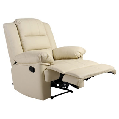 LOXLEY BONDED LEATHER RECLINER ARMCHAIR SOFA HOME LOUNGE CHAIR RECLINING GAMING Cream