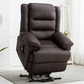 Loxley Dual Motor Electric Riser Rise Recliner Bonded Leather Armchair Electric Lift Chair (Brown)