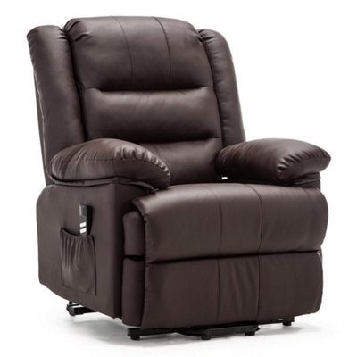 Loxley Dual Motor Electric Riser Rise Recliner Bonded Leather Armchair Electric Lift Chair (Brown)