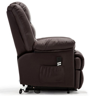 Loxley Dual Motor Electric Riser Rise Recliner Bonded Leather Armchair Electric Lift Chair (Brown)