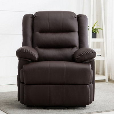 Loxley Dual Motor Electric Riser Rise Recliner Bonded Leather Armchair Electric Lift Chair (Brown)