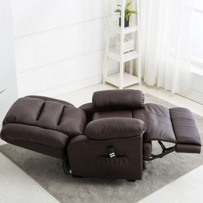 Loxley Dual Motor Electric Riser Rise Recliner Bonded Leather Armchair Electric Lift Chair (Brown)