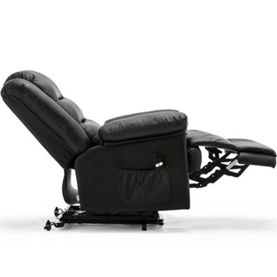 Loxley Single Motor Electric Riser Rise Recliner Bonded Leather Armchair Electric Lift Chair (Black)