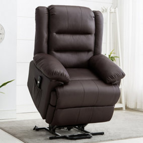 LOXLEY SINGLE MOTOR ELECTRIC RISER RISE RECLINER BONDED LEATHER ARMCHAIR ELECTRIC LIFT CHAIR (Brown)