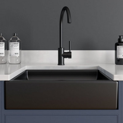 LSC Small Anthracite Grey 480x370x130 Ceramic Belfast Butler Kitchen Sink & Waste