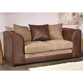Luca Brown and Beige 2 Seater Fabric and Leather Trim Cord
