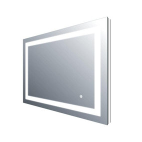 Luca LED Illuminated Backlit Bathroom Mirror with White and Blue Light, (H)600mm (W)800mm
