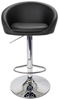 Luca Single Kitchen Bar Stool Chrome Footrest Height Adjustable Swivel Gas Lift Breakfast Bar Home Barstool Black