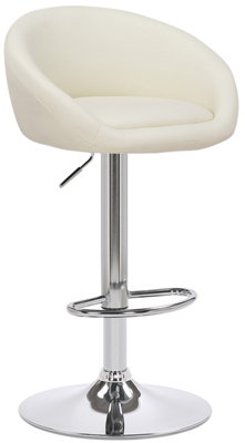 Luca Single Kitchen Bar Stool, Chrome Footrest, Height Adjustable Swivel Gas Lift, Breakfast Bar & Home Barstool, Cream