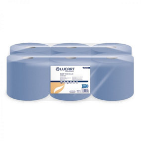 Lucart EASY150B 2 Ply Recycled Centrefeed Roll 70mm Core Blue 150m Length Per Roll Pack of 6 Rolls