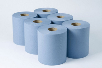 Lucart EASY150B 2 Ply Recycled Centrefeed Roll 70mm Core Blue 150m Length Per Roll Pack of 6 Rolls