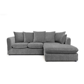Lucas Water Repellent Velvet Chenille Right Facing Corner Sofa in Graphite