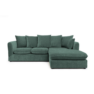 Lucas Water Repellent Velvet Chenille Right Facing Corner Sofa in Jungle Green