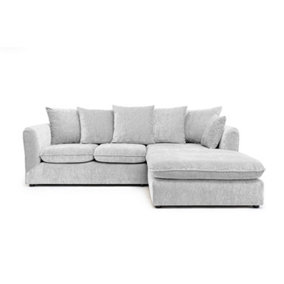 Lucas Water Repellent Velvet Chenille Right Facing Corner Sofa in Silver