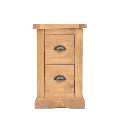 Lucca 2 Drawer Petite Bedside Table Brass Cup Handle DIY at B&Q