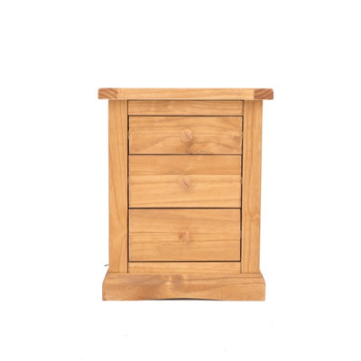 Lucca 3 Drawer Bedside Table Wood Knob