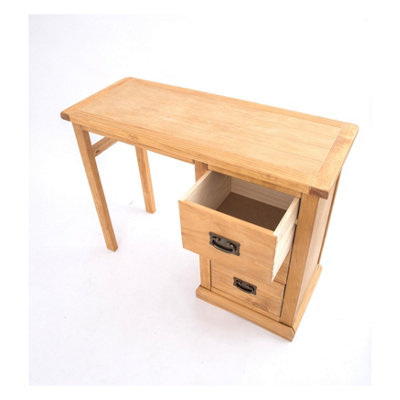 Lucca 3 Drawer Desk - Dressing Table Brass Drop Handle