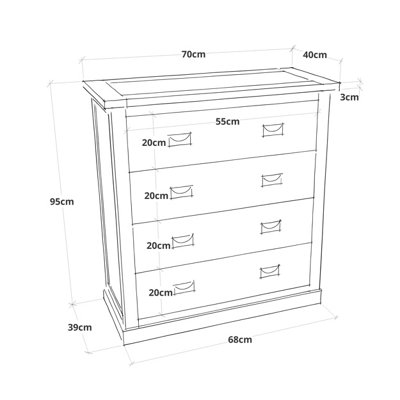 Lucca 5 Drawer Chest of Drawers Bras Drop Handle