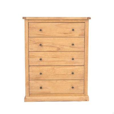 Lucca 5 Drawer Chest of Drawers Brass Knob