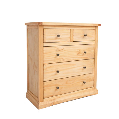 Lucca 5 Drawer Chest of Drawers Brass Knob