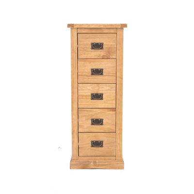 Lucca 5 Drawer Narrow Chest of Drawers Bras Drop Handle