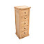 Lucca 5 Drawer Narrow Chest of Drawers Brass Knob