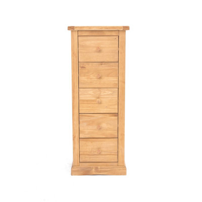 Lucca 5 Drawer Narrow Chest of Drawers Wood Knob