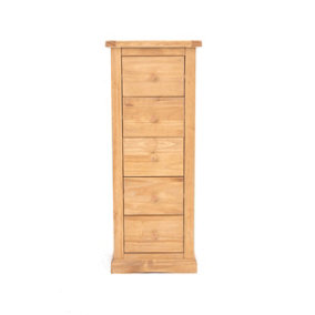 Lucca 5 Drawer Narrow Chest of Drawers Wood Knob