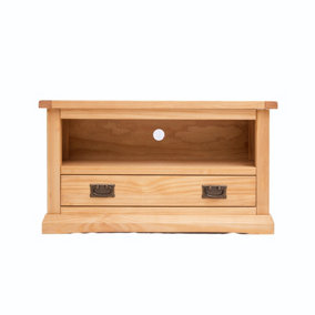 Lucca Waxed 1 Drawer TV Cabinet Brass Drop Handle