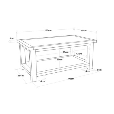 Lucca Waxed Coffee Table with Shelf