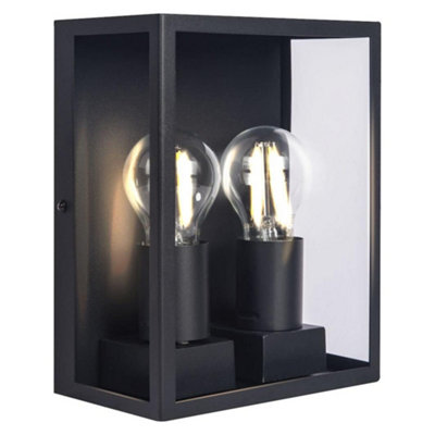 Luceco Azurar Twin Wall Lantern with 2 x A60 Lamps Black