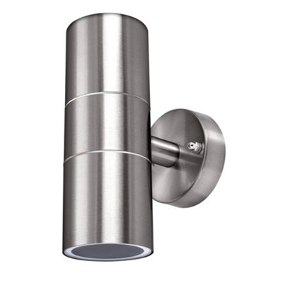 Luceco Azurar Up/Down IP44 GU10 Wall Light Stainless Steel