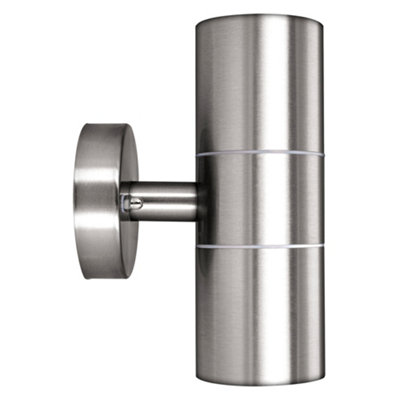 Luceco Azurar Up/Down IP44 GU10 Wall Light Stainless Steel