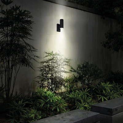 Luceco Azurar Up/Down IP44 GU10 Wall Light With PIR Sensor Black