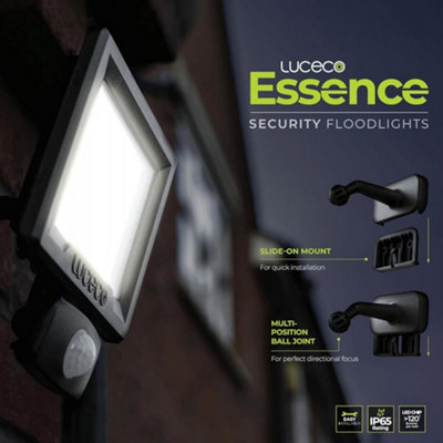 Luceco Essence 10W PIR Floodlight With Ball Joint and 1M Cable