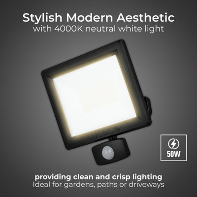 Luceco Castra Outdoor LED Floodlight With PIR Sensor White 30W 3150lm - 5