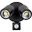 Luceco Twin Wall Light with PIR 720LM 10W 4000K Black
