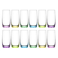 Lucente 340ml Highball Drinking Glasses with Colour Base 12PC Set