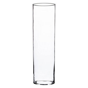 Lucente XL Clear Glass Cylinder Vase 60cm (H)