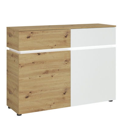 Luci 2 door 2 drawer cabinet (including LED lighting) in White and Oak ...