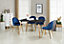 Lucia Halo Dining Set, a Table and Chairs Set of 4, Black/Royal Blue