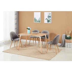 Lucia Halo Dining Set, a Table and Chairs Set of 4, Oak/Grey