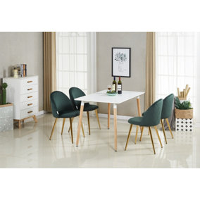 Lucia Halo Dining Set, a Table and Chairs Set of 4, White/Emerald Green