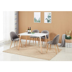Lucia Halo Dining Set, a Table and Chairs Set of 4, White/Grey
