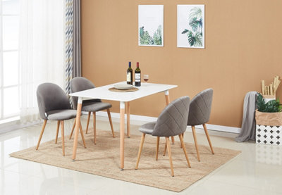 Lucia Halo Dining Set, a Table and Chairs Set of 4, White/Grey