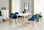 Lucia Halo Dining Set, a Table and Chairs Set of 4, White/Royal Blue
