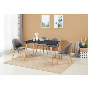 Lucia Halo Dining Set with Black Table and 4 Grey Chairs